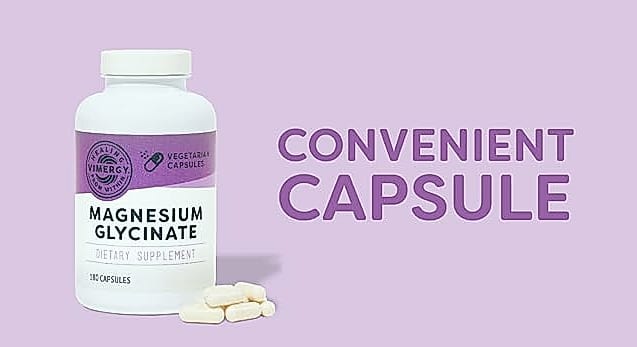 Vimergy Magnesium Glycinate Supplement, 180 Caps — scale reference