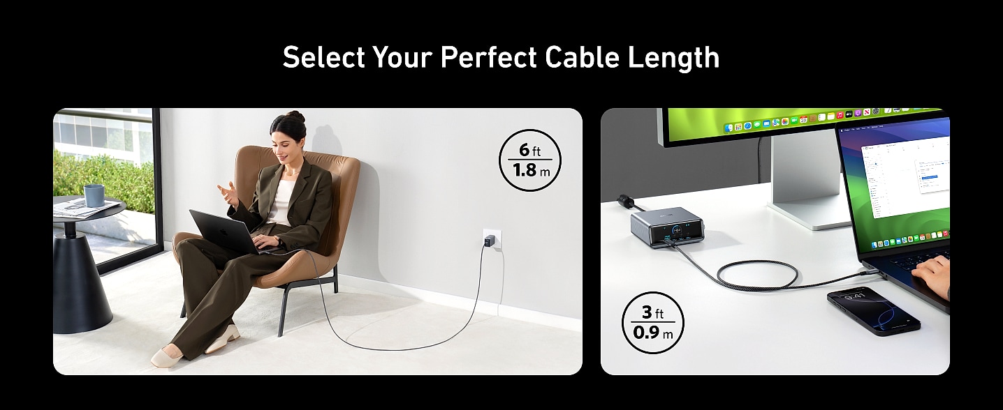 Anker Prime USB C to USB C Cable 240W Fast Charging 6 FT — size comparison