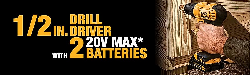 DeWalt DCD771C2 20V Cordless Drill Driver Kit with 2 — assembled view