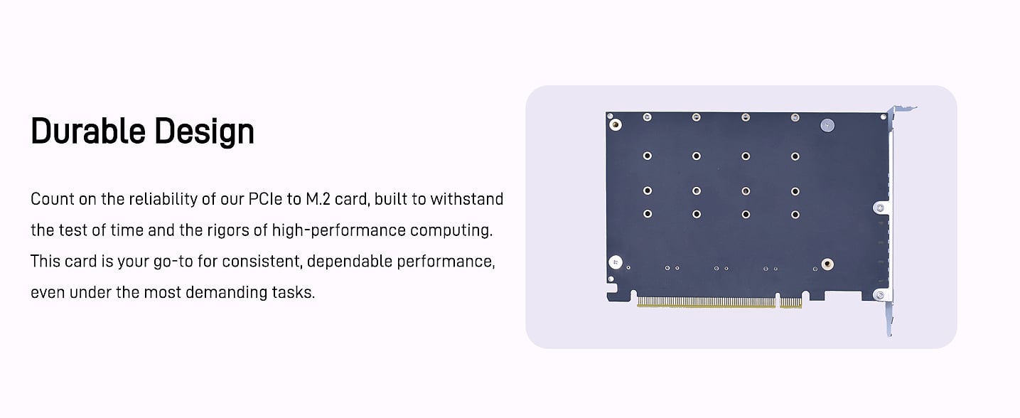LetLinkSo M.2 PCIe x16 Gen4 Adapter for 4 NVMe SSDs — feature highlights