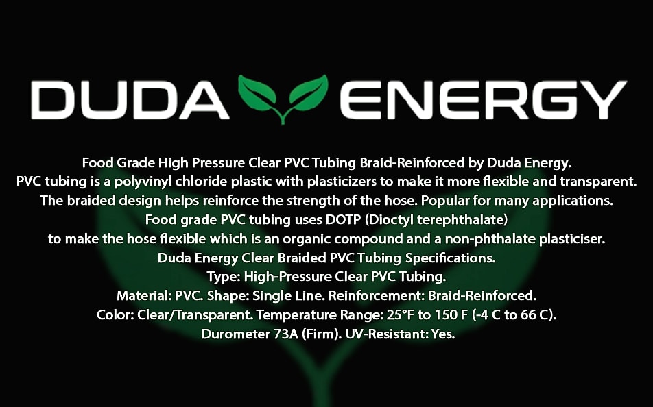 Duda Energy Food Grade PVC Braided Tubing 1-1/4 Inch 25 ft — package contents