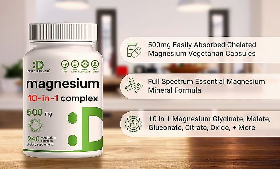 DEAL SUPPLEMENT Magnesium Complex 500mg, 240 Veggie Capsules — assembled view