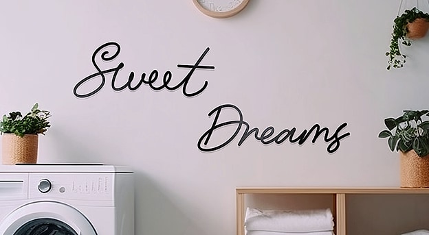 Zzbakress Sweet Dreams Metal Wall Decor for Bedroom — scale reference