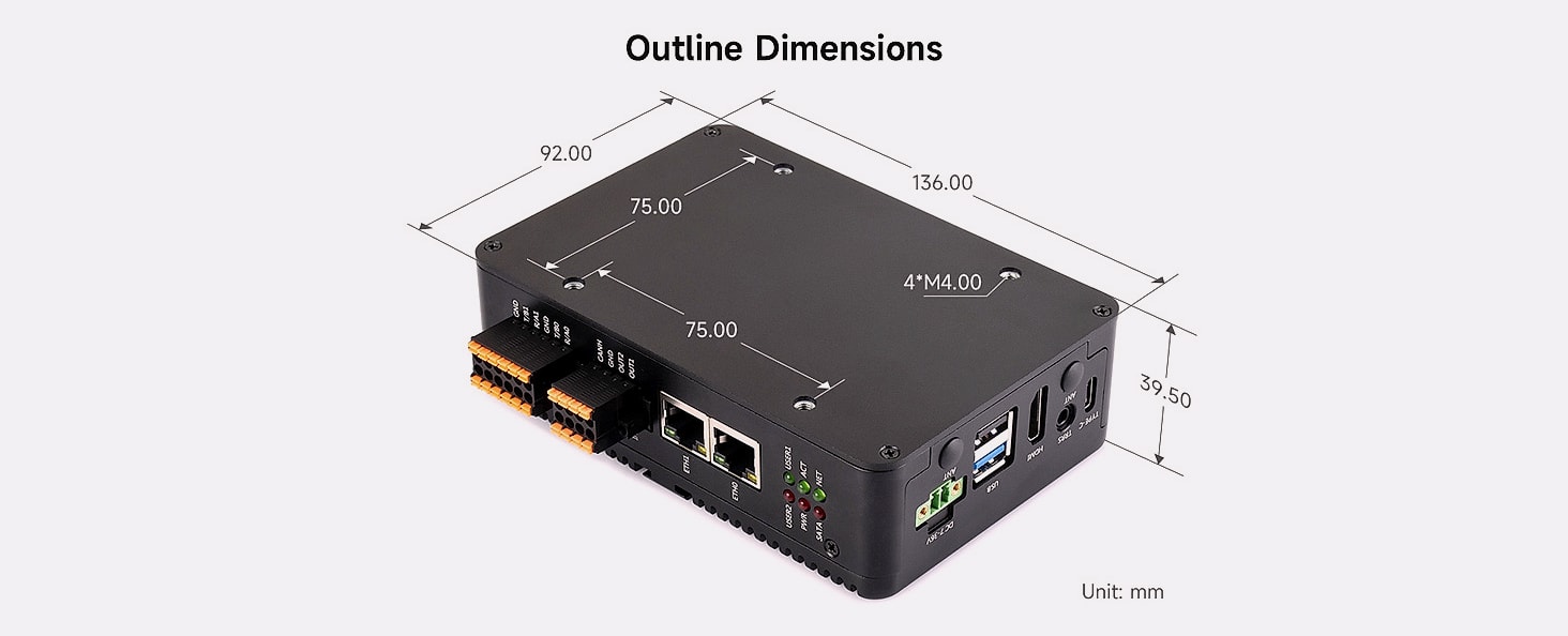 Waveshare CM5 Industrial Computer Dual Ethernet 4G/5G Edge — assembled view