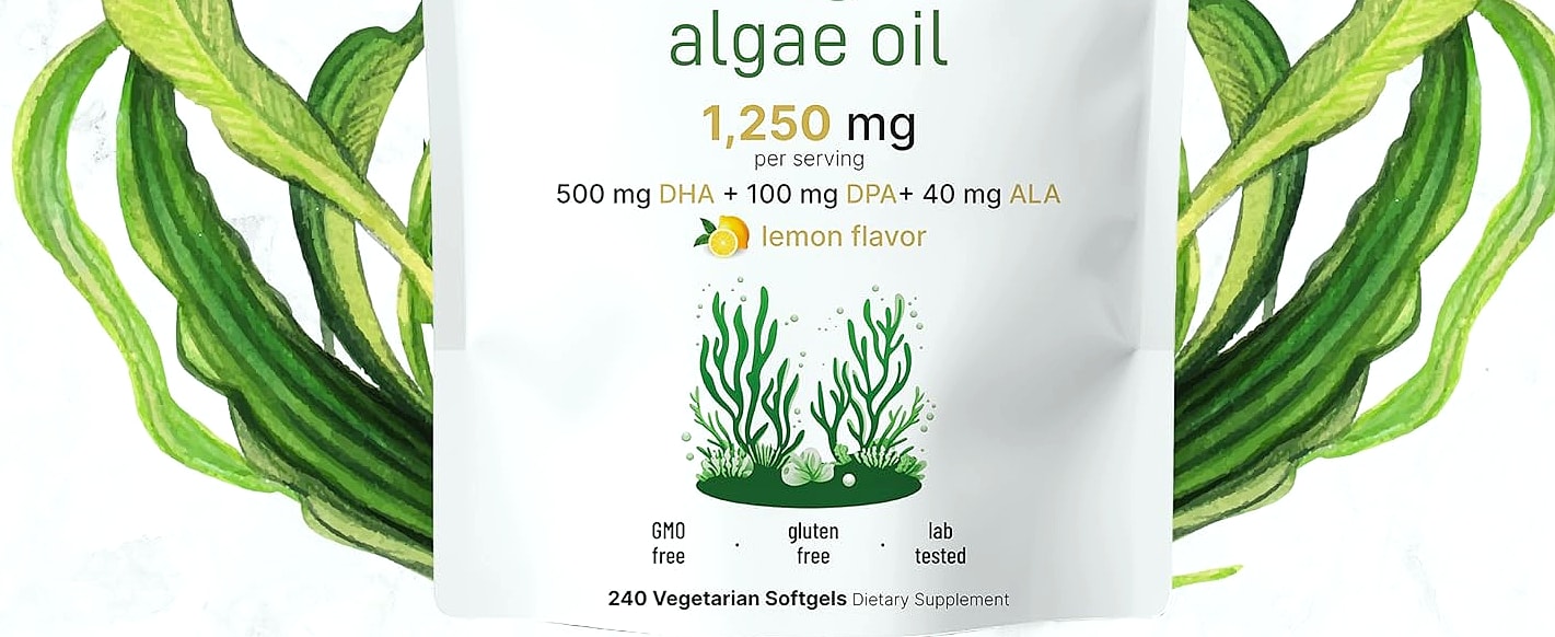 Micro Ingredients Vegan Omega 3 Algae Oil, 240 Softgels — close-up details