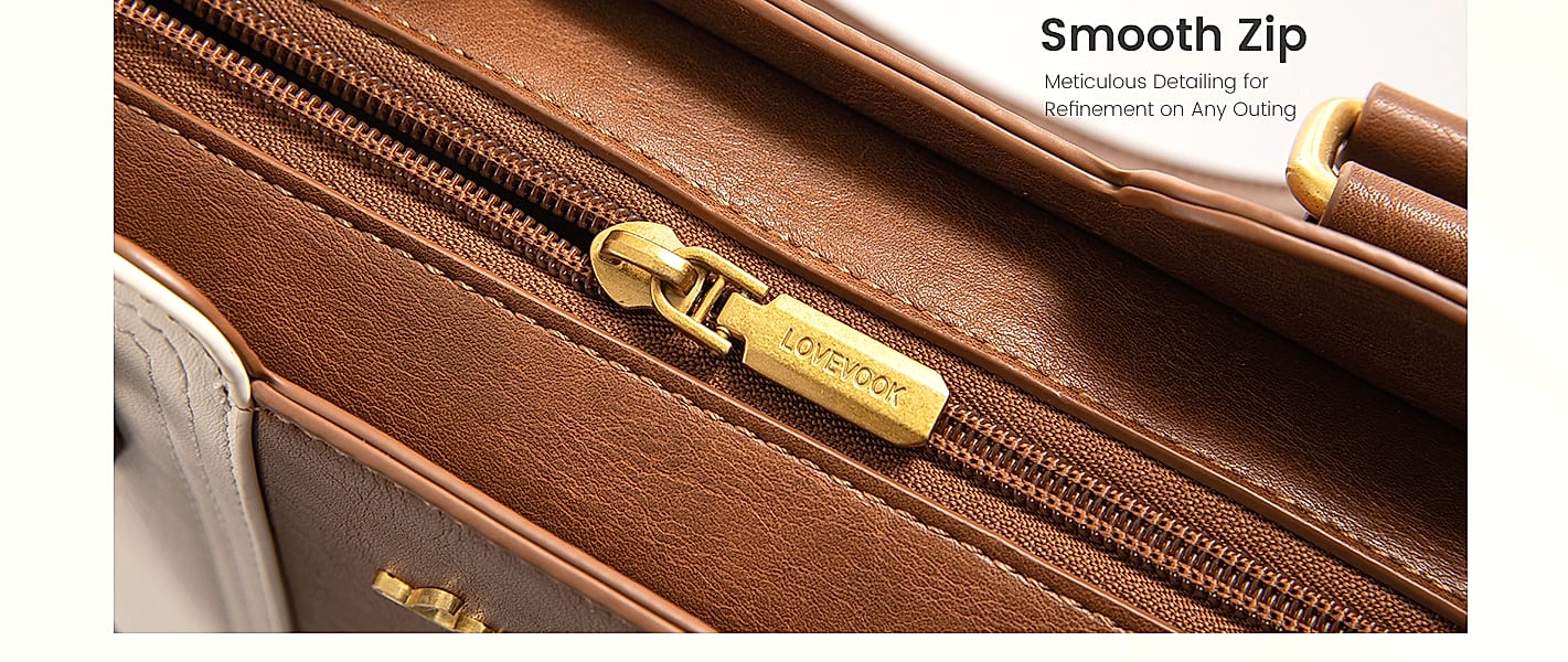 LOVEVOOK Vintage Leather Shoulder Handbag Small Satchel — close-up details
