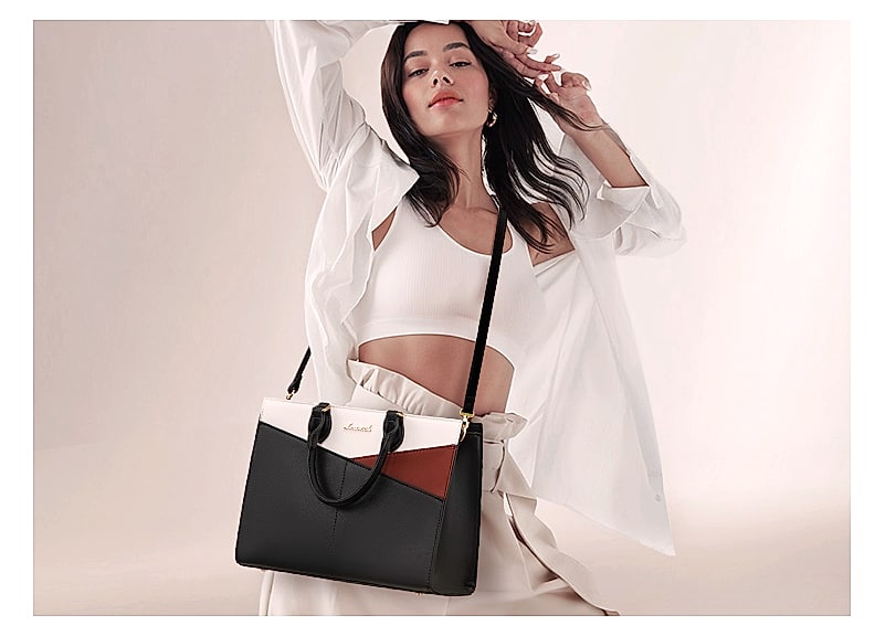 LOVEVOOK Satchel Handbag Leather Crossbody Tote with Top — scale reference