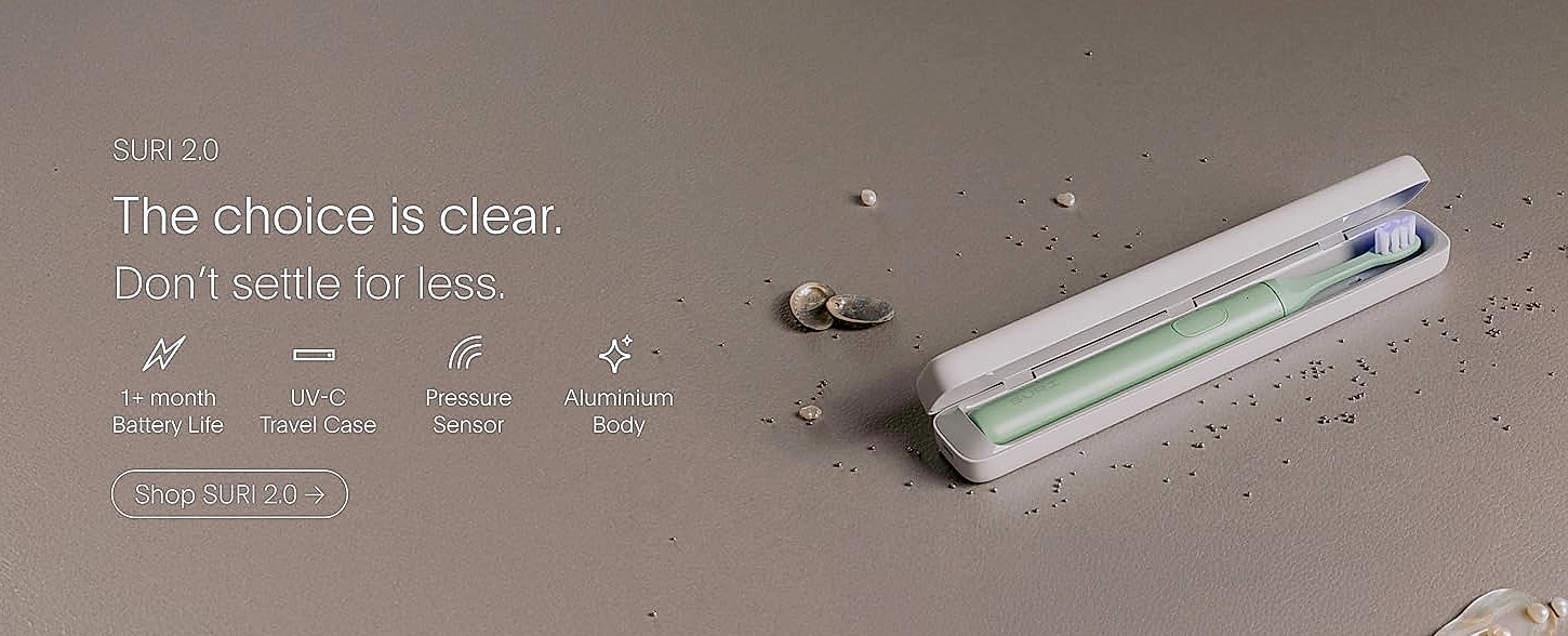 SURI Sonic Toothbrush Replacement Heads with Tongue Scraper — side view