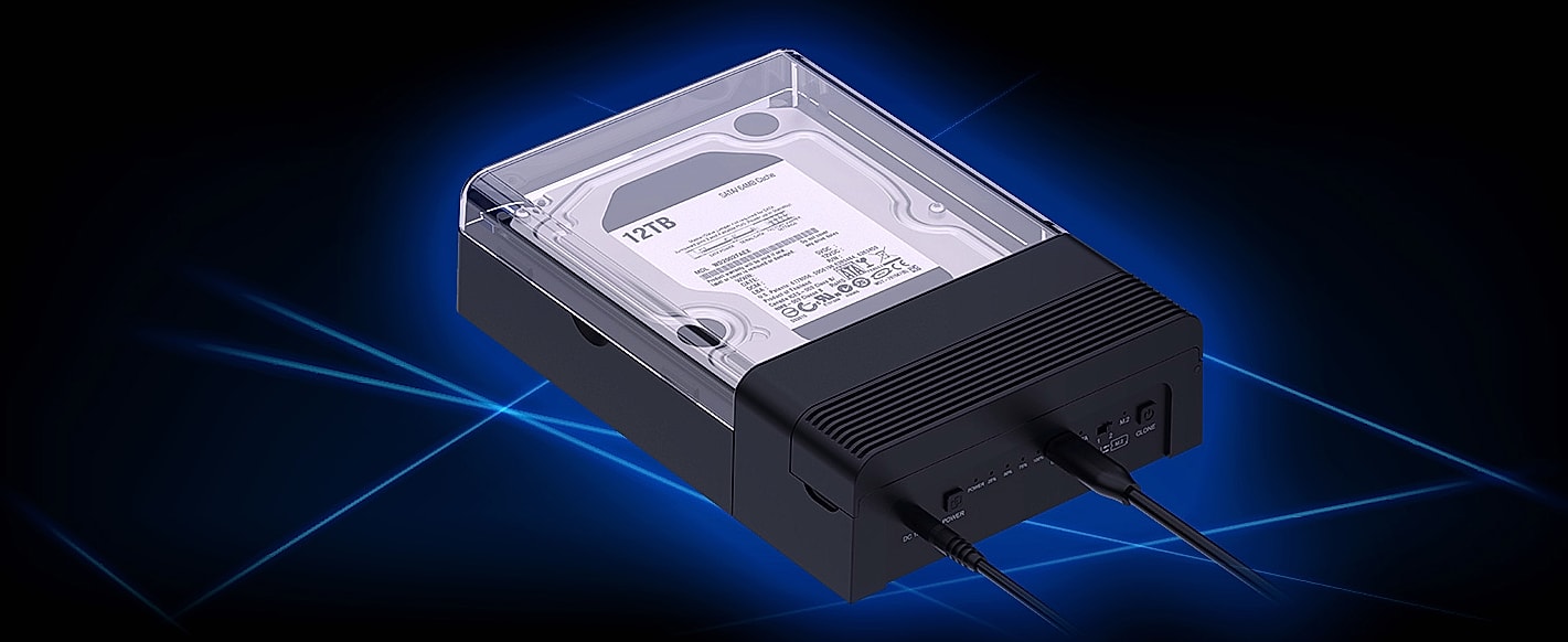 SABRENT EC-DFLT USB 3.0 SATA Hard Drive Docking Station — side view