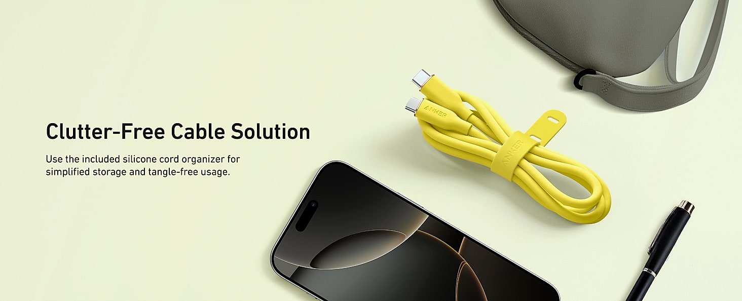 Anker PowerLine III Flow USB-C Cable 6ft 240W Fast Charging — side view