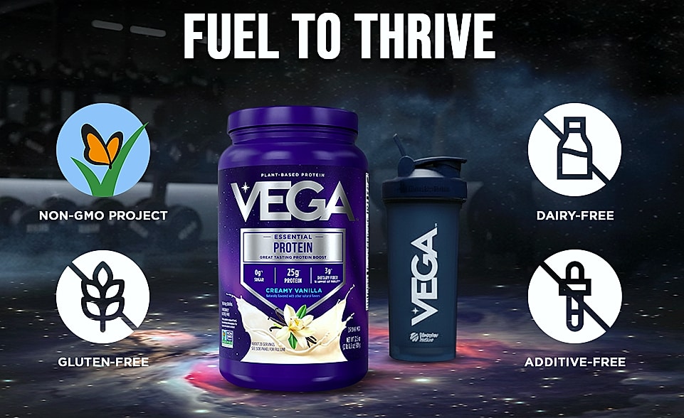 Vega Essential Protein Powder 25g Plant Based Vanilla — feature highlights