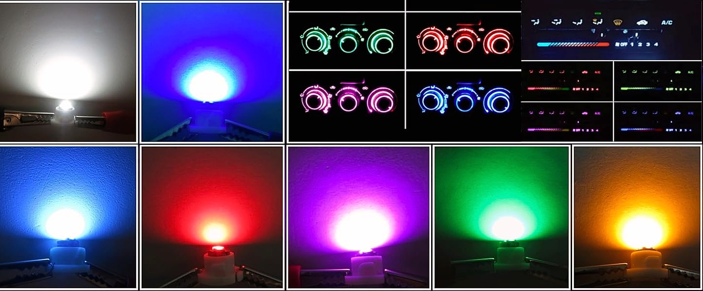 WLJH 10x Yellow T4.7/T5 Neo Wedge 3030 SMD LED Dashboard — side view