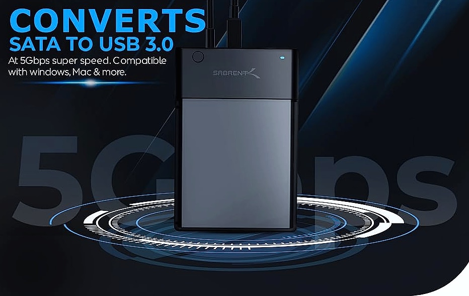 SABRENT EC-DFLT USB 3.0 SATA Hard Drive Docking Station — scale reference