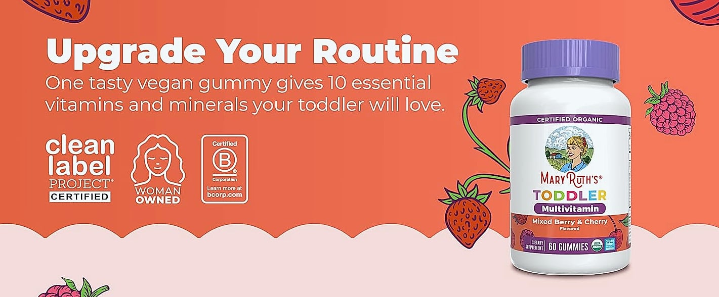 MaryRuth's Organic Toddler Multivitamin Gummies, 60 Count — close-up details