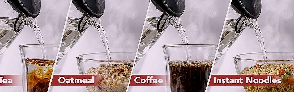OVENTE KG83B Electric Kettle, 1.5L Borosilicate Glass Water — close-up details