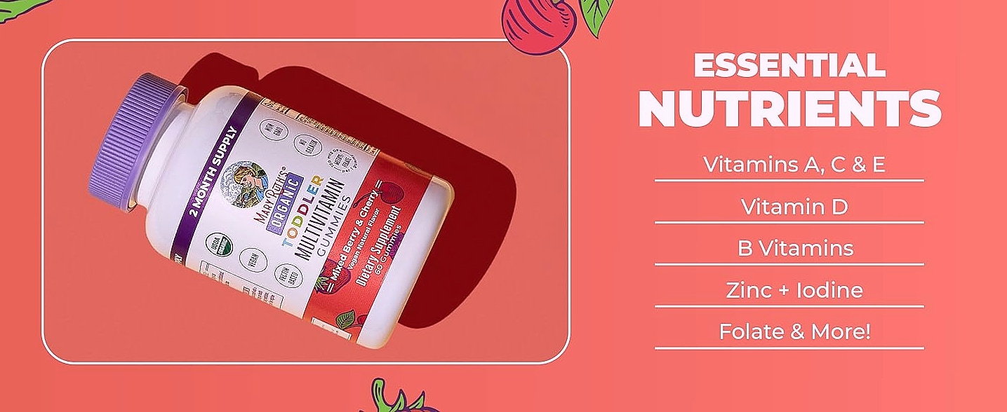 MaryRuth's Organic Toddler Multivitamin Gummies, 60 Count — parts overview