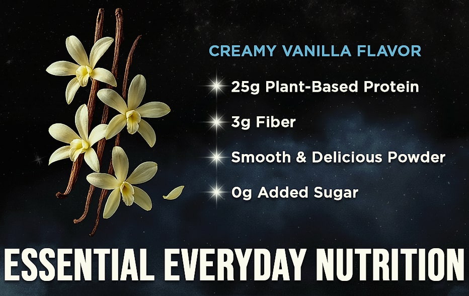 Vega Essential Protein Powder 25g Plant Based Vanilla — close-up details
