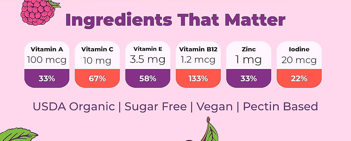 MaryRuth's Organic Toddler Multivitamin Gummies, 60 Count — side view