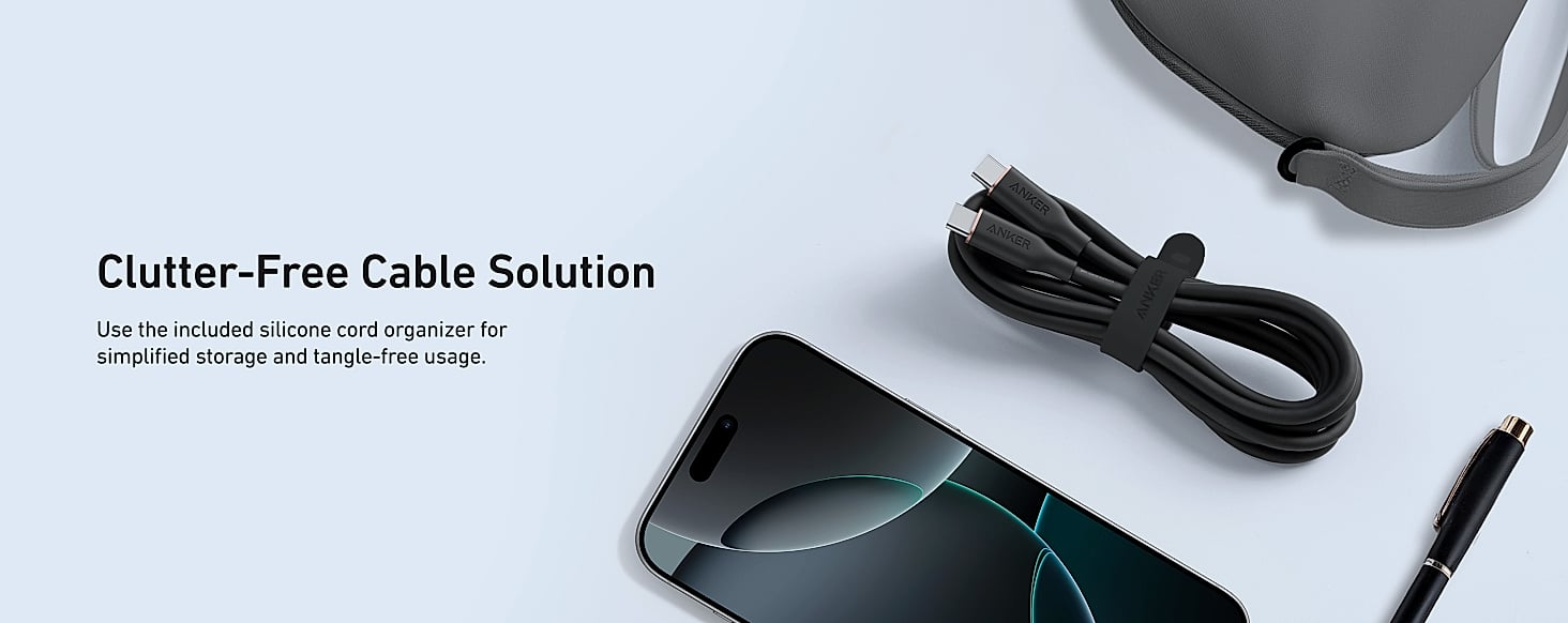 Anker PowerLine III Flow USB-C Cable 6ft 240W Fast Charging — scale reference