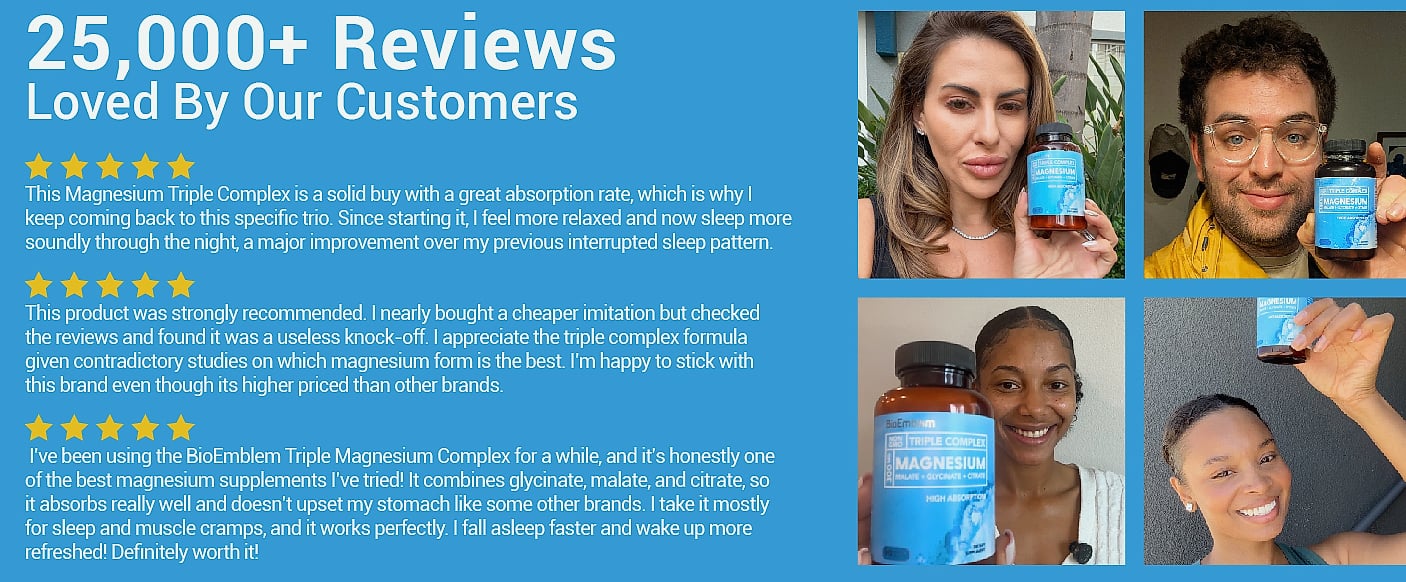BioEmblem Triple Magnesium Complex 300mg Supplement — feature highlights