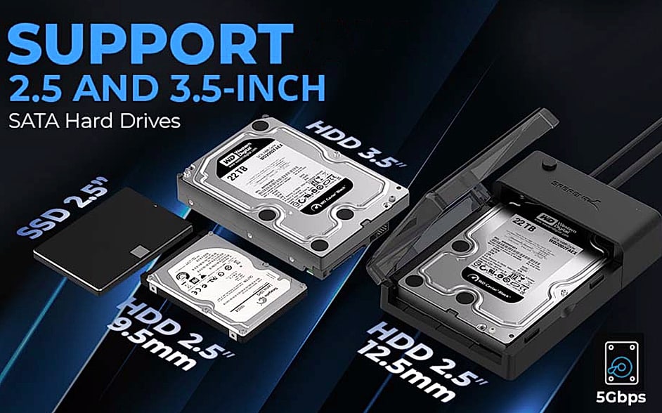 SABRENT EC-DFLT USB 3.0 SATA Hard Drive Docking Station — assembled view