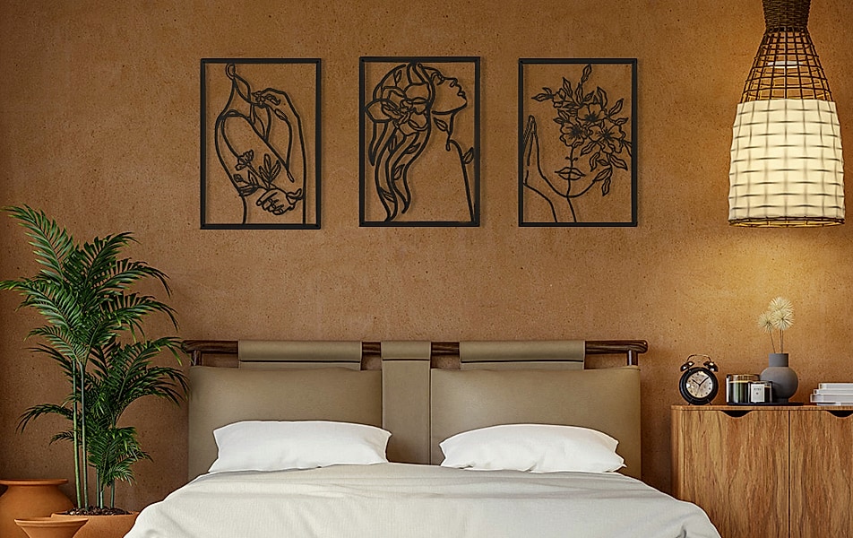AGIOTA 3 Pcs Gold Wall Art Female Body Line Drawing Metal — scale reference