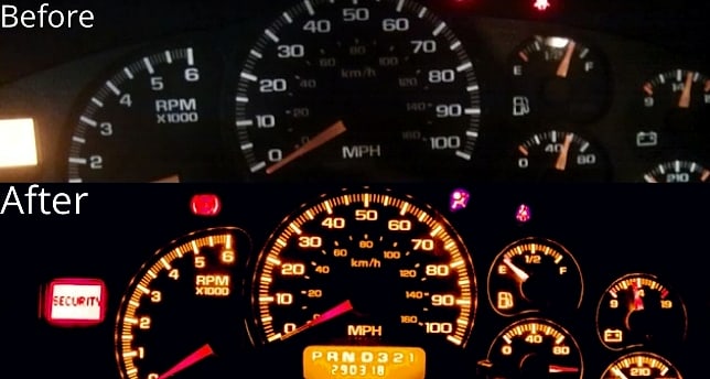 WLJH 10x Yellow T4.7/T5 Neo Wedge 3030 SMD LED Dashboard — close-up details