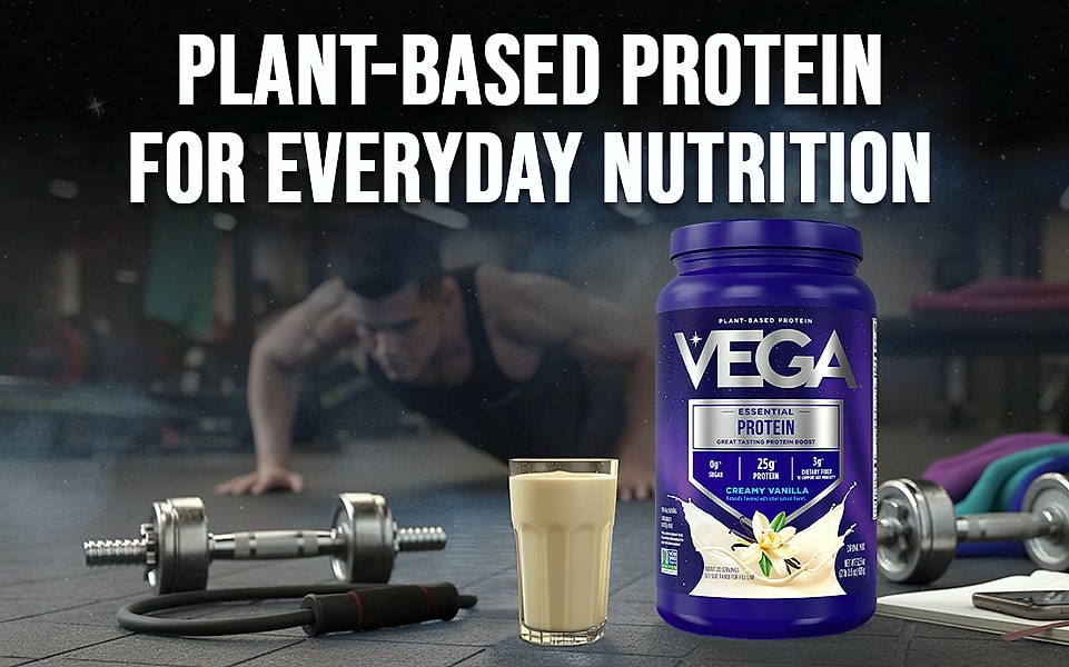 Vega Essential Protein Powder 25g Plant Based Vanilla — package contents