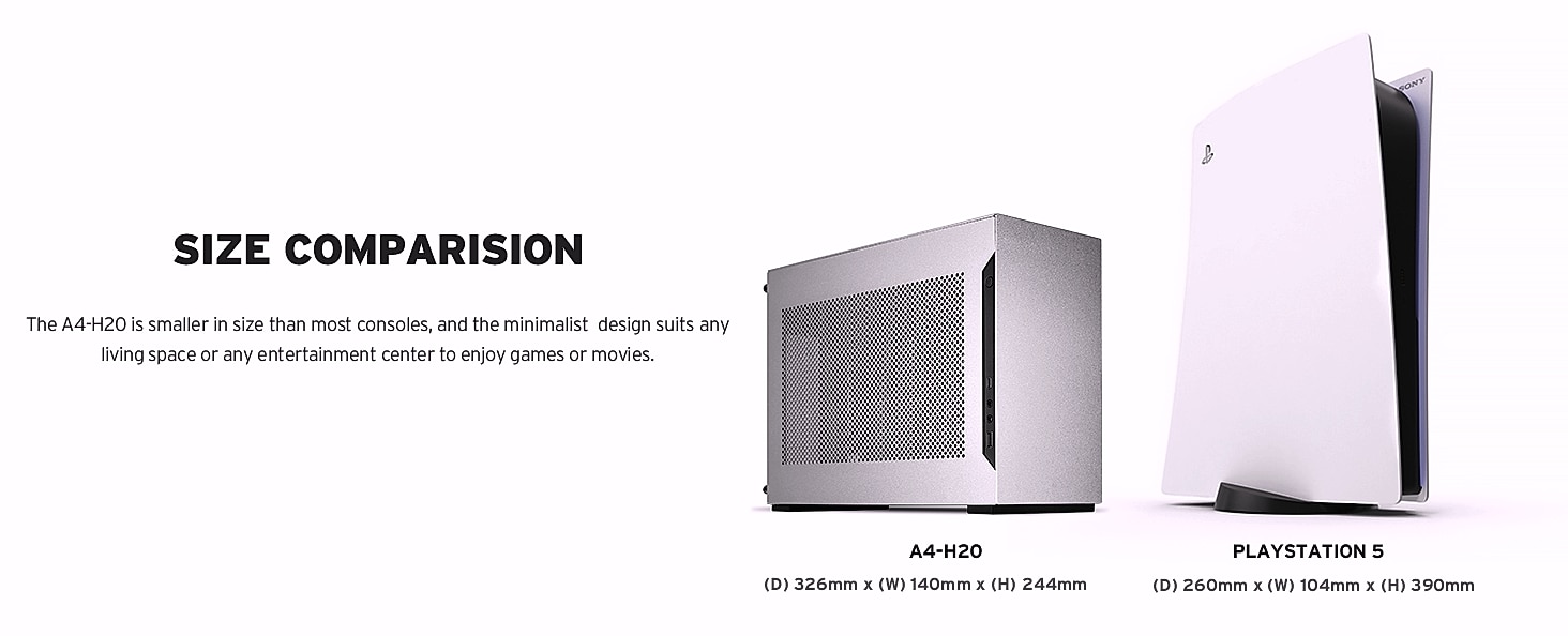 Lian Li A4-H2O Mini-ITX PC Case with 240mm AIO Support — assembled view