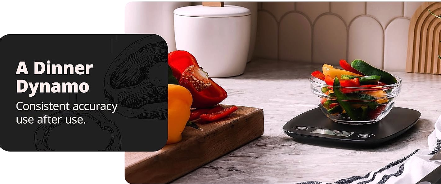 Greater Goods Digital Food Scale, 1g Precision Kitchen Scale — feature highlights