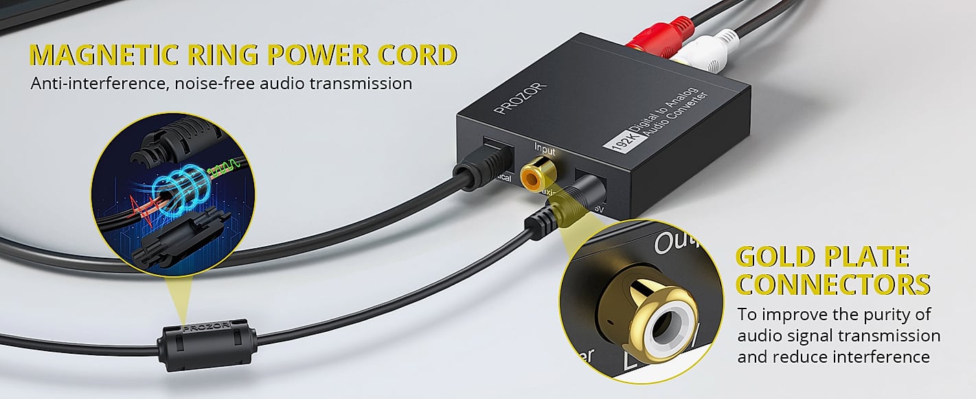 PROZOR 192KHz Digital to Analog Audio Converter DAC — close-up details