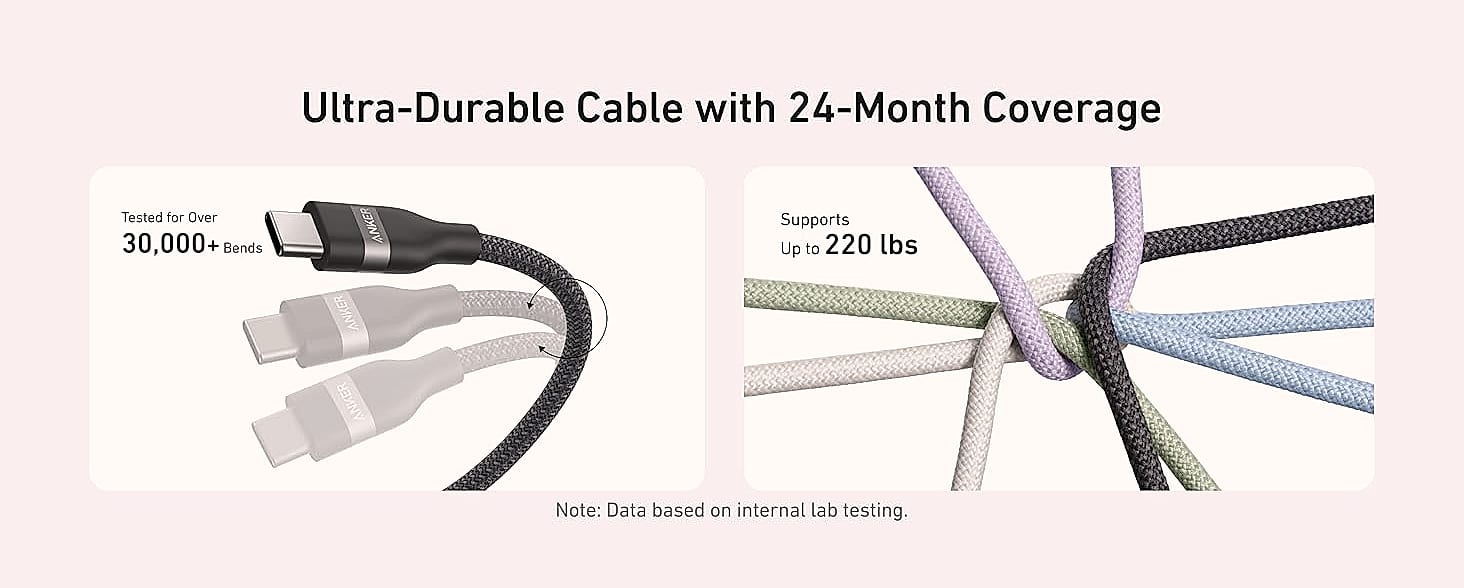 Anker Nano USB-C Cable 240W Fast Charging 6ft Black — feature highlights
