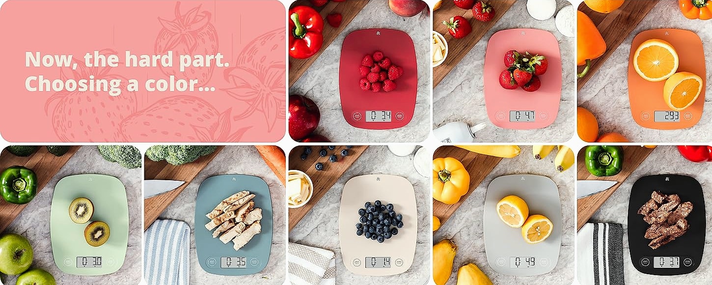 Greater Goods Digital Food Scale, 1g Precision Kitchen Scale — assembled view