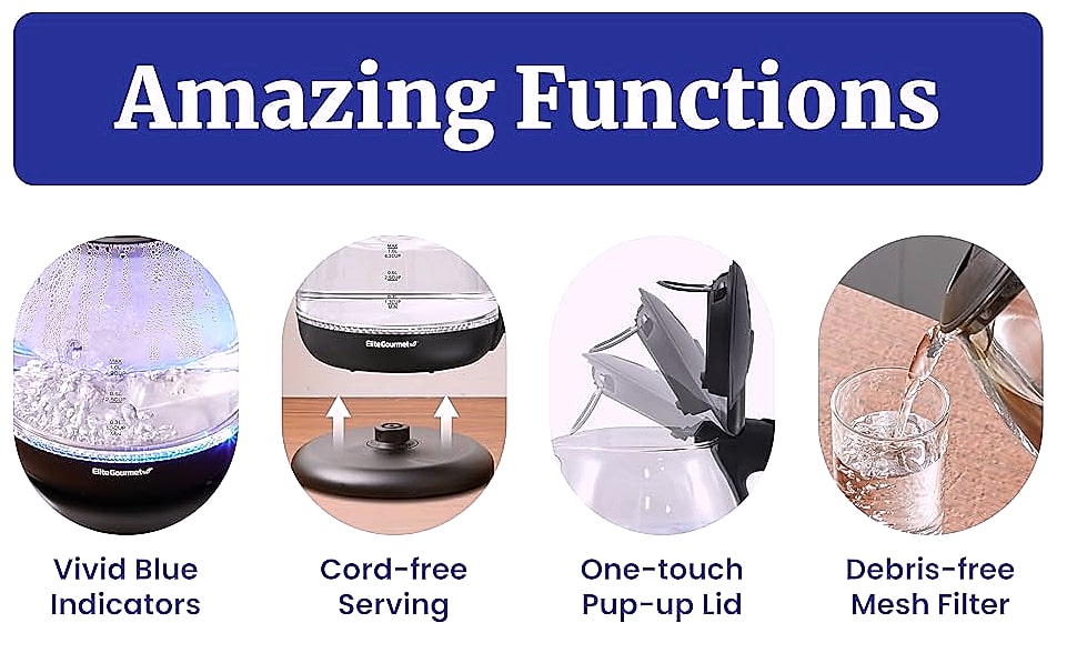Elite Gourmet 1.7L Electric Tea Kettle with Digital — scale reference