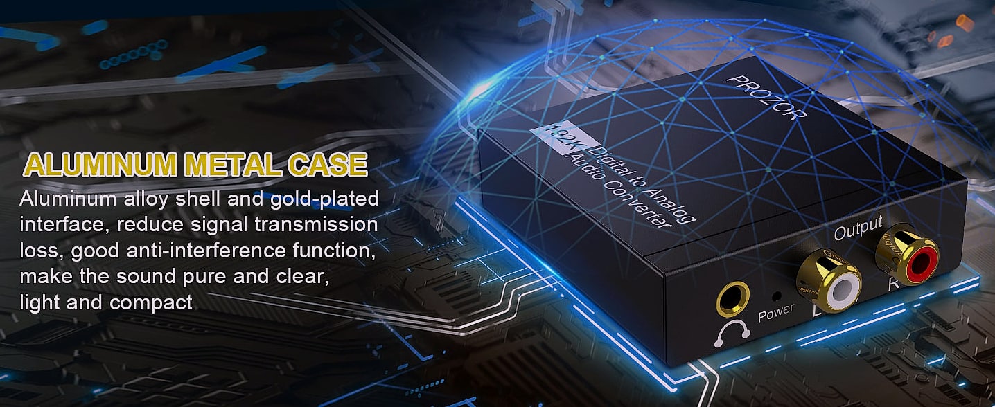 PROZOR 192KHz Digital to Analog Audio Converter DAC — feature highlights