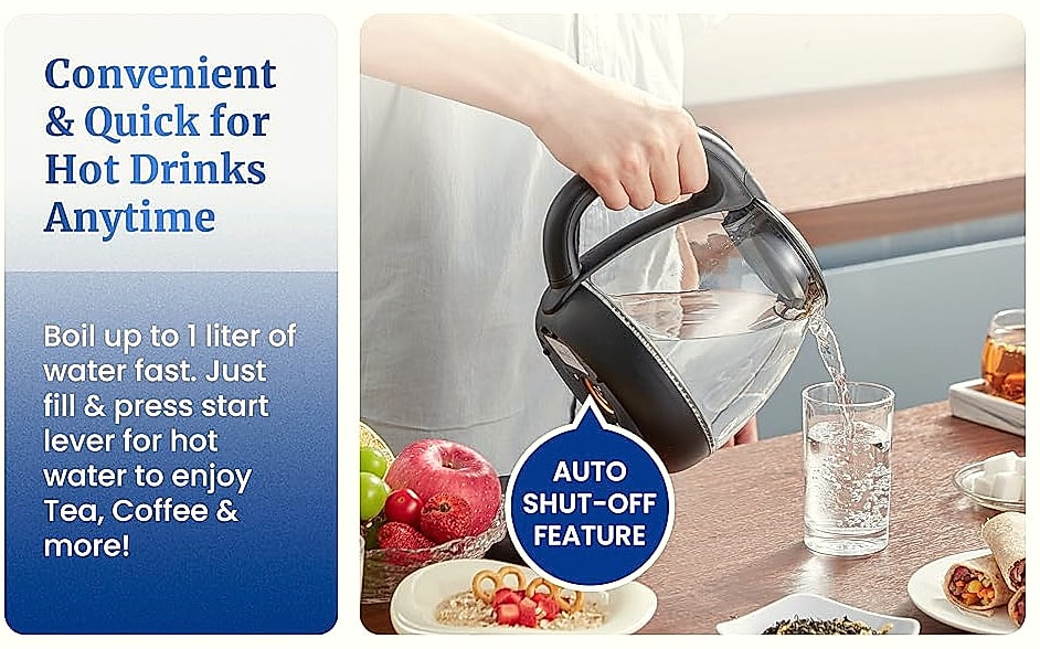 Elite Gourmet 1.7L Electric Tea Kettle with Digital — close-up details