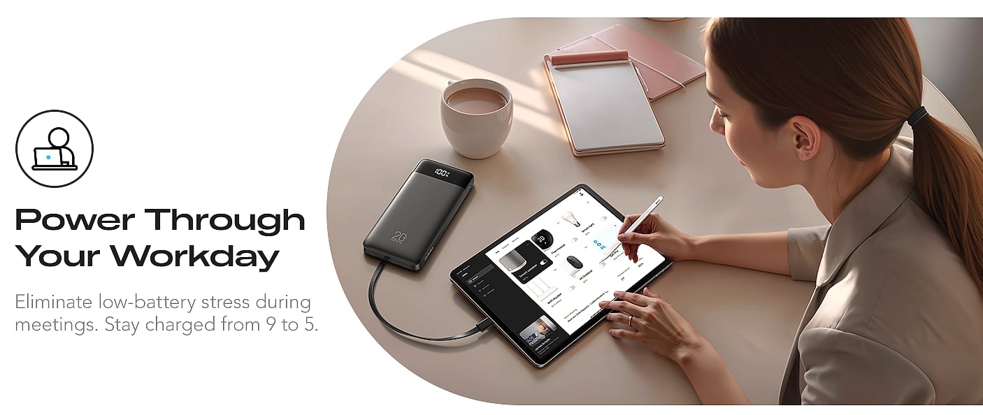 Orfeika 20000mAh Power Bank with 4 Built-in Cables — package contents