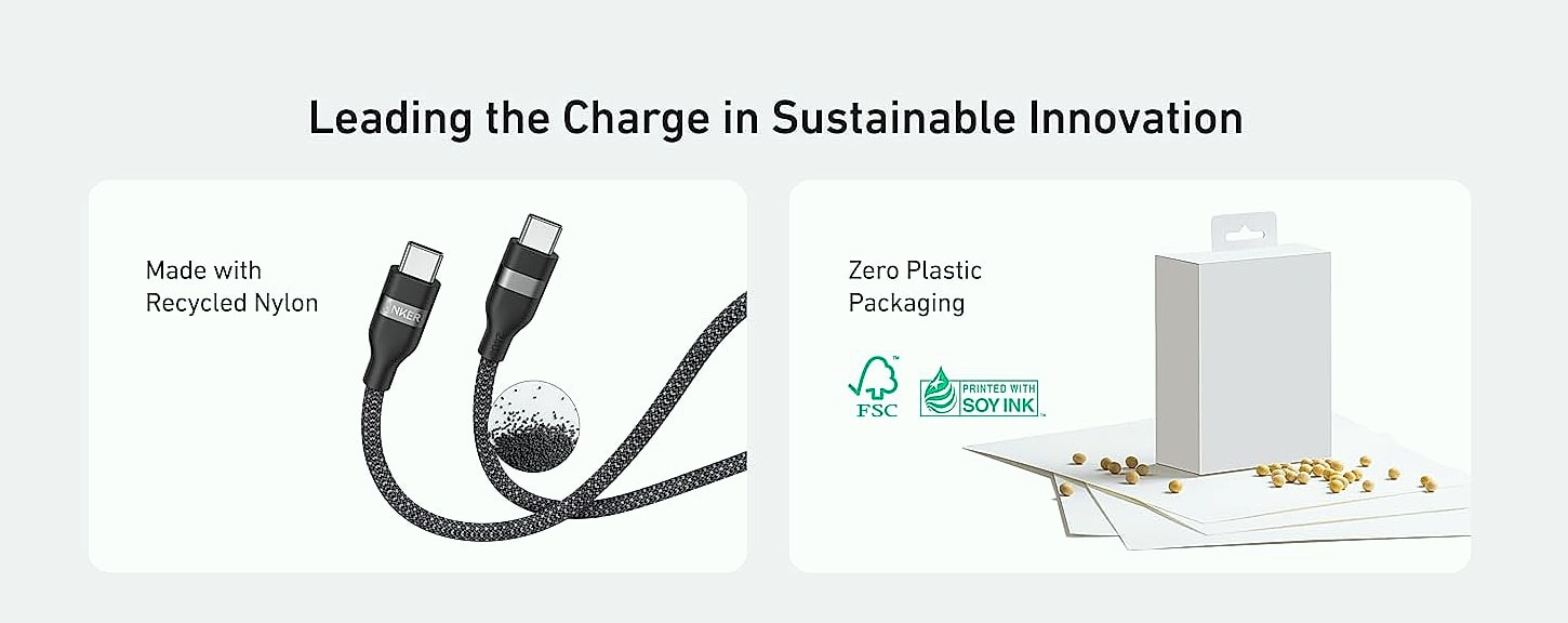 Anker Nano USB-C Cable 240W Fast Charging 6ft Black — parts overview