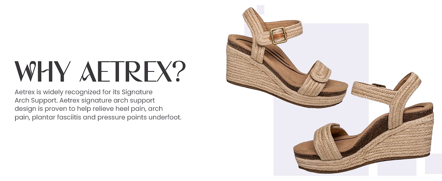 Aetrex Cognac Quarter Strap Espadrille Wedge — side view
