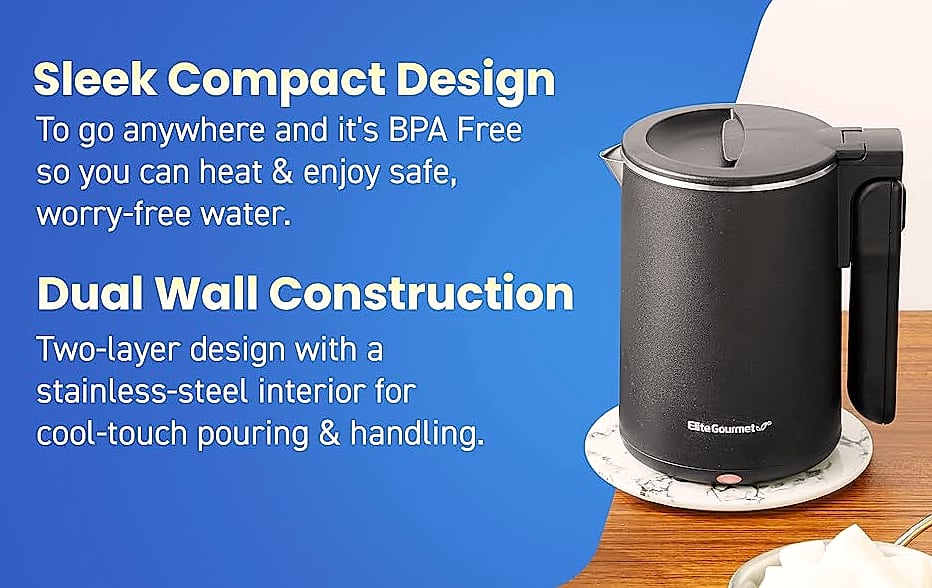 Elite Gourmet 1.7L Electric Tea Kettle with Digital — parts overview