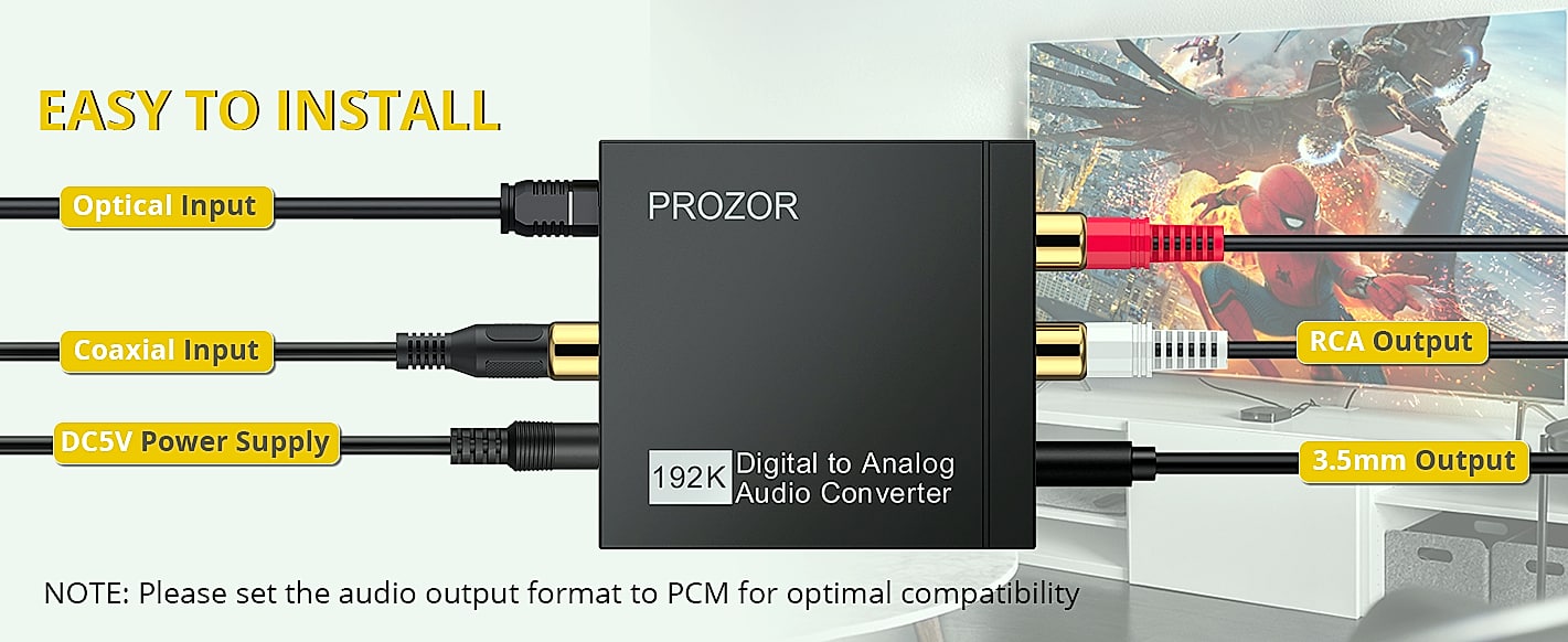 PROZOR 192KHz Digital to Analog Audio Converter DAC — assembled view