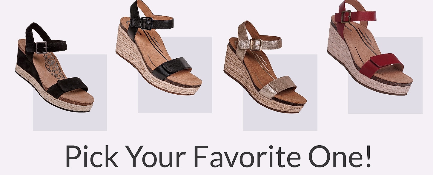 Aetrex Cognac Quarter Strap Espadrille Wedge — scale reference