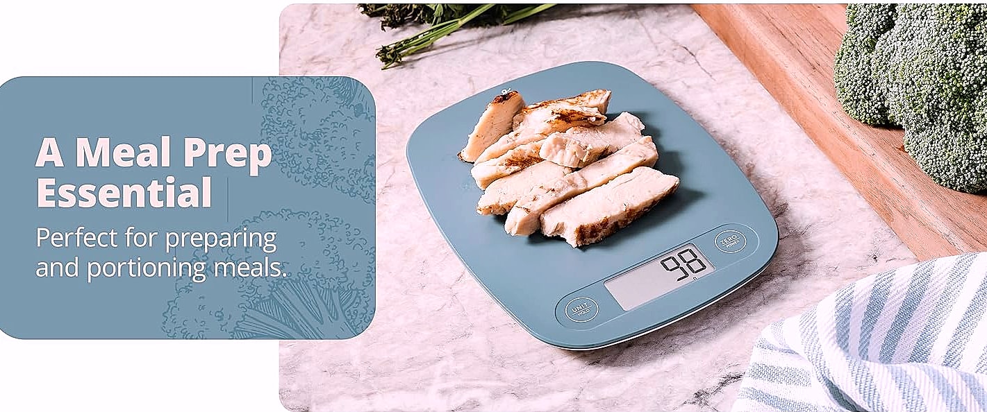 Greater Goods Digital Food Scale, 1g Precision Kitchen Scale — side view