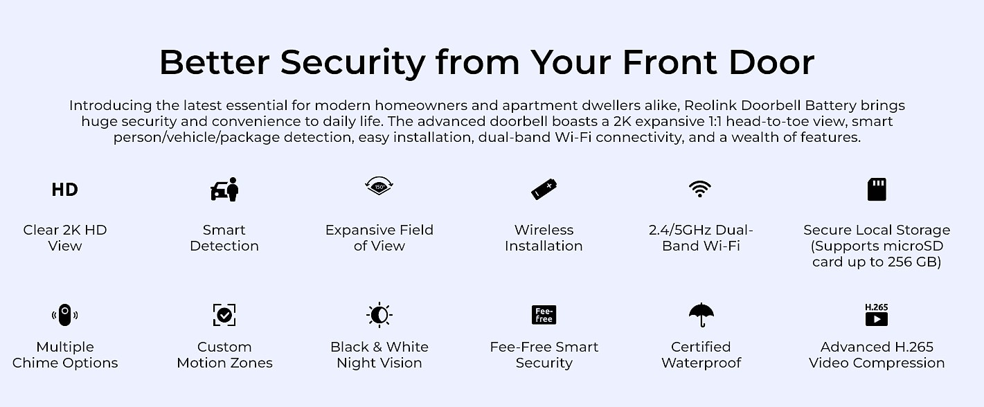 Reolink Video Doorbell Camera with Chime, WiFi — close-up details