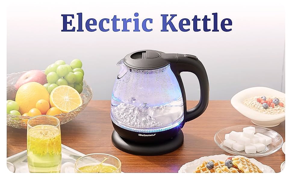 Elite Gourmet 1.7L Electric Tea Kettle with Digital — package contents