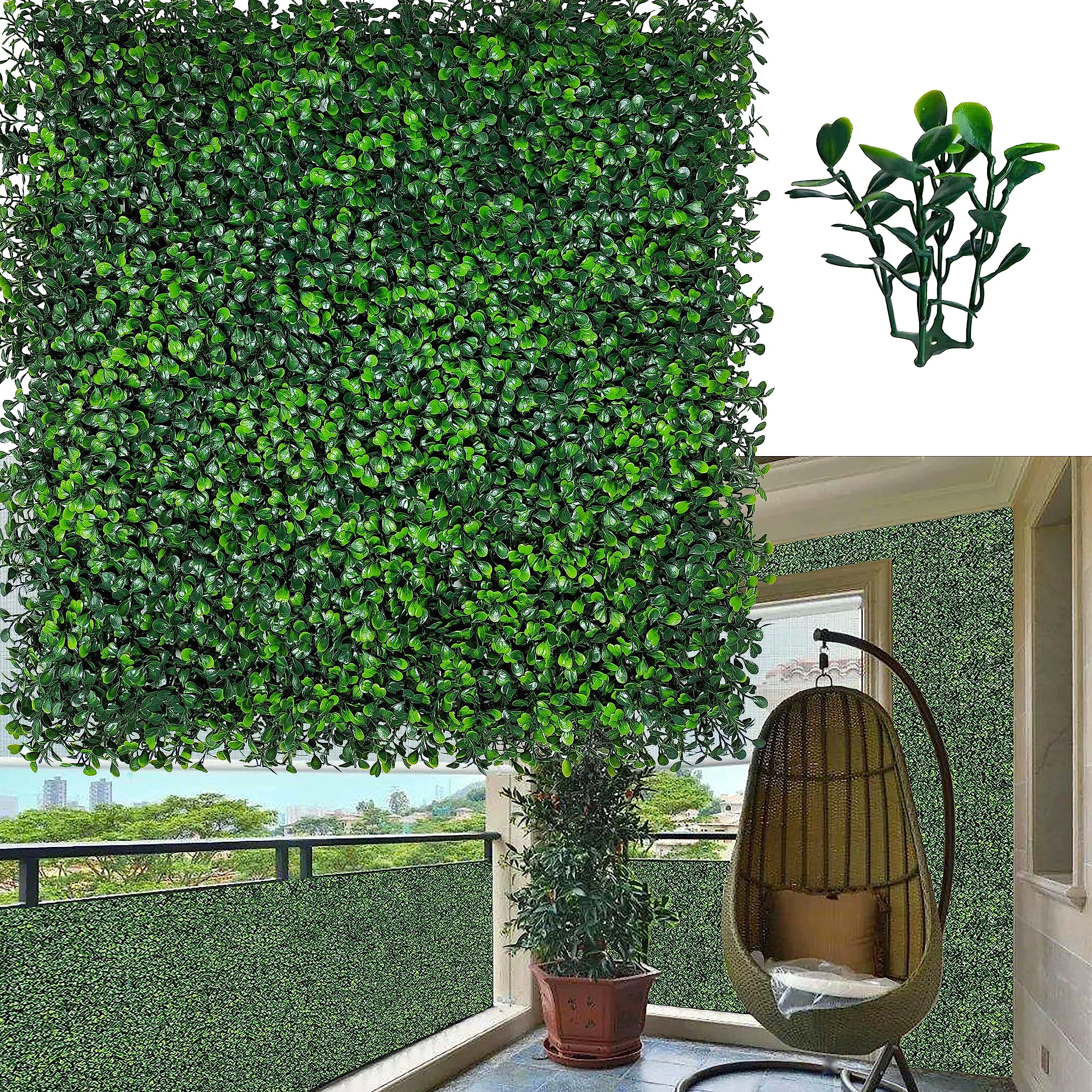 ODTORY Artificial Boxwood Panels 20x20 in, 12 Pack Green Wall