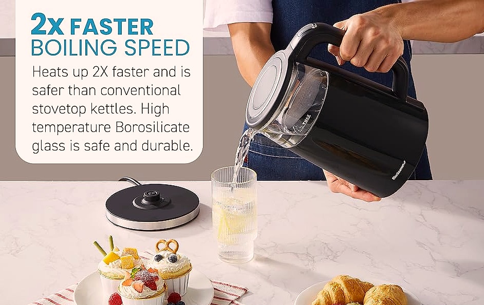 Elite Gourmet 1.7L Electric Tea Kettle with Digital — scale reference