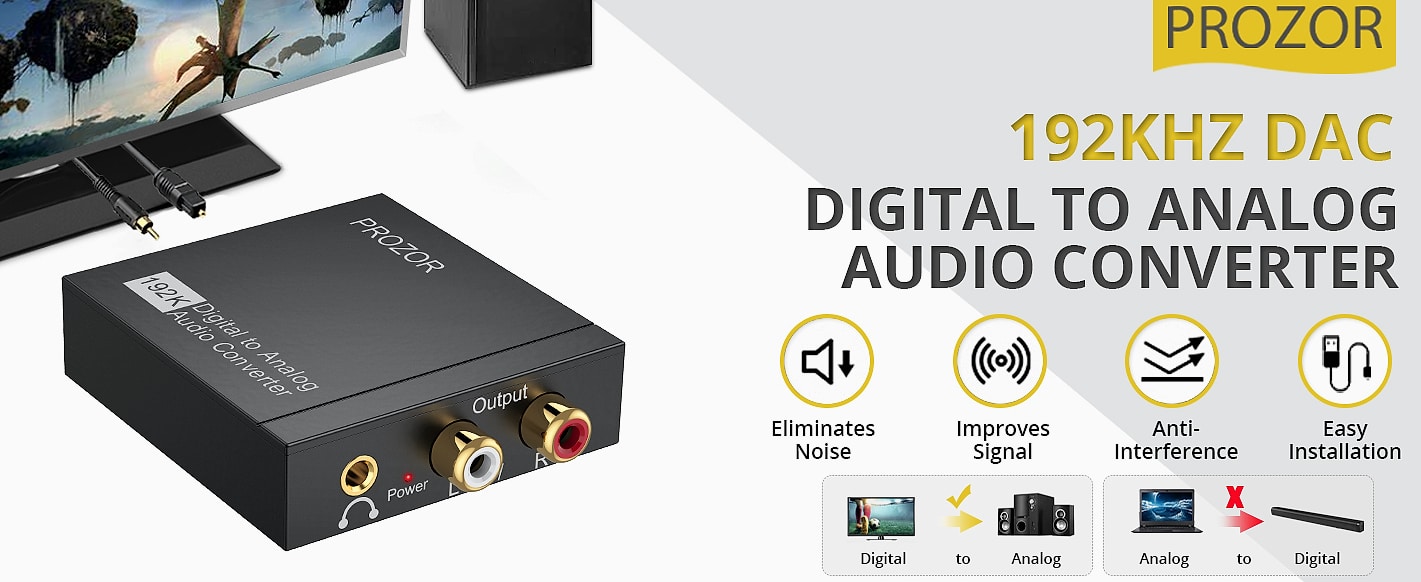 PROZOR 192KHz Digital to Analog Audio Converter DAC — size comparison