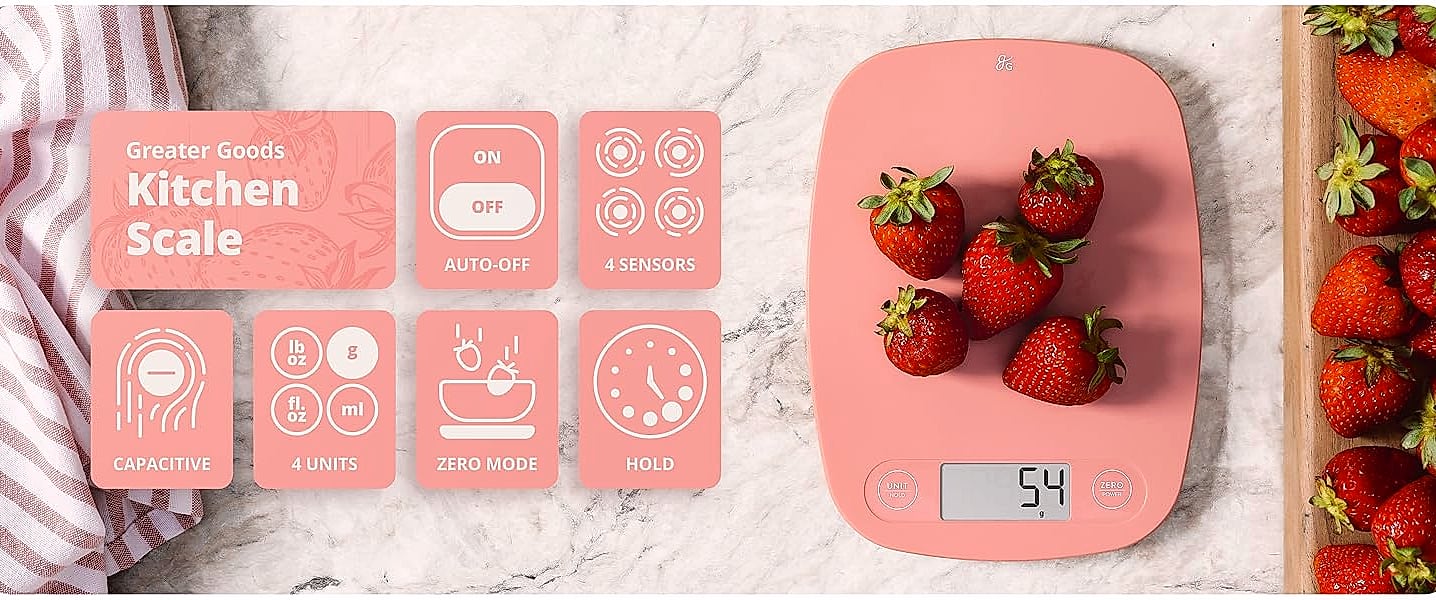 Greater Goods Digital Food Scale, 1g Precision Kitchen Scale — size comparison