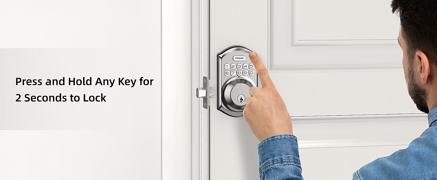 TEEHO TE001 Keyless Entry Door Lock Smart Deadbolt — scale reference